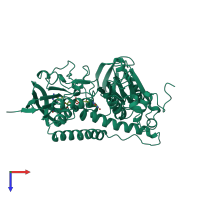 PDB entry 1bhy coloured by chain, top view.