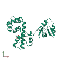PDB entry 1bi0 coloured by chain, front view.