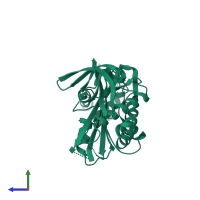 Monomeric assembly 1 of PDB entry 1bia coloured by chemically distinct molecules, side view.