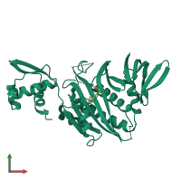 PDB entry 1bib coloured by chain, front view.