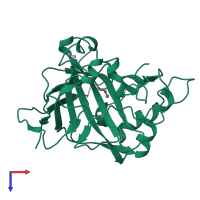 PDB entry 1bic coloured by chain, top view.
