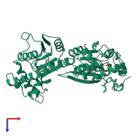 PDB entry 1bif coloured by chain, top view.