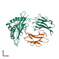 PDB entry 1bii coloured by chain, front view.