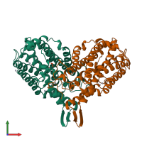 PDB entry 1biq coloured by chain, front view.