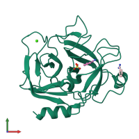 PDB entry 1bit coloured by chain, front view.