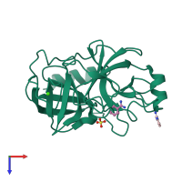 PDB entry 1bit coloured by chain, top view.