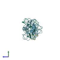 PDB entry 1biw coloured by chain, side view.