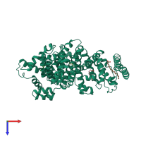 PDB entry 1bj5 coloured by chain, top view.