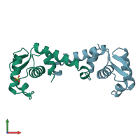 PDB entry 1bja coloured by chain, front view.