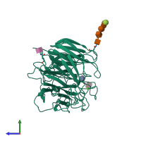 PDB entry 1bji coloured by chain, side view.