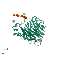 PDB entry 1bji coloured by chain, top view.