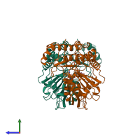 Hetero dimeric assembly 1 of PDB entry 1bjo coloured by chemically distinct molecules, side view.