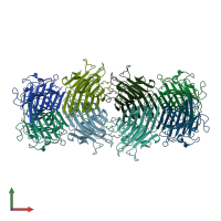 PDB entry 1bjq coloured by chain, front view.
