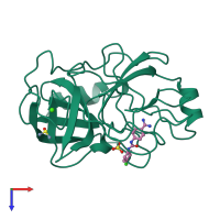 PDB entry 1bju coloured by chain, top view.