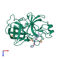 Monomeric assembly 1 of PDB entry 1bjv coloured by chemically distinct molecules, top view.