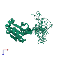 PDB entry 1bjx coloured by chain, ensemble of 24 models, top view.