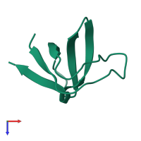 PDB entry 1bk2 coloured by chain, top view.