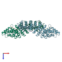 PDB entry 1bk6 coloured by chain, top view.