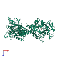 PDB entry 1bka coloured by chain, top view.