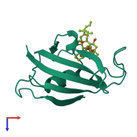 PDB entry 1bkf coloured by chain, top view.