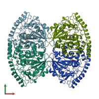 PDB entry 1bkg coloured by chain, front view.