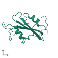 PDB entry 1bkl coloured by chain, front view.