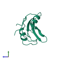 PDB entry 1bkl coloured by chain, side view.