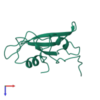 PDB entry 1bkl coloured by chain, top view.