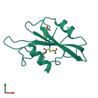PDB entry 1bkm coloured by chain, front view.