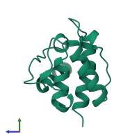 PDB entry 1bkr coloured by chain, side view.