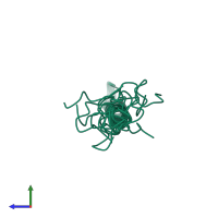 PDB entry 1bku coloured by chain, ensemble of 10 models, side view.