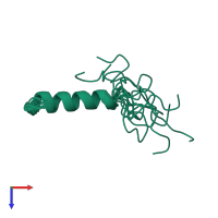 PDB entry 1bku coloured by chain, ensemble of 10 models, top view.