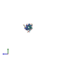 PDB entry 1bkv coloured by chain, side view.