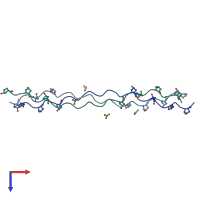 PDB entry 1bkv coloured by chain, top view.