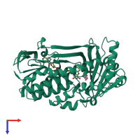 PDB entry 1bkw coloured by chain, top view.