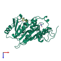 PDB entry 1bky coloured by chain, top view.