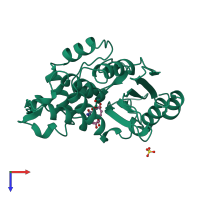 PDB entry 1blc coloured by chain, top view.