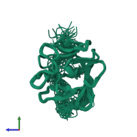 PDB entry 1bld coloured by chain, ensemble of 30 models, side view.