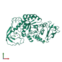 PDB entry 1bli coloured by chain, front view.