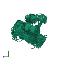 PDB entry 1blq coloured by chain, ensemble of 29 models, side view.