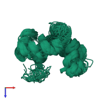 PDB entry 1blq coloured by chain, ensemble of 29 models, top view.