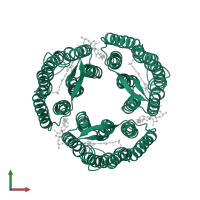 Bacteriorhodopsin in PDB entry 1bm1, assembly 1, front view.