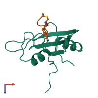 PDB entry 1bm2 coloured by chain, top view.