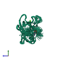 PDB entry 1bm6 coloured by chain, ensemble of 20 models, side view.