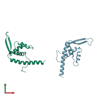 PDB entry 1bm9 coloured by chain, front view.
