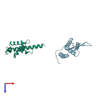 PDB entry 1bm9 coloured by chain, top view.