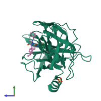 PDB 1bma coloured by chain and viewed from the side.