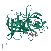 PDB entry 1bma coloured by chain, top view.