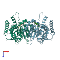 PDB entry 1bmd coloured by chain, top view.