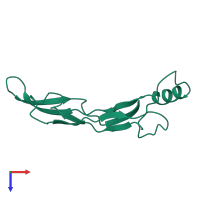 PDB entry 1bmp coloured by chain, top view.